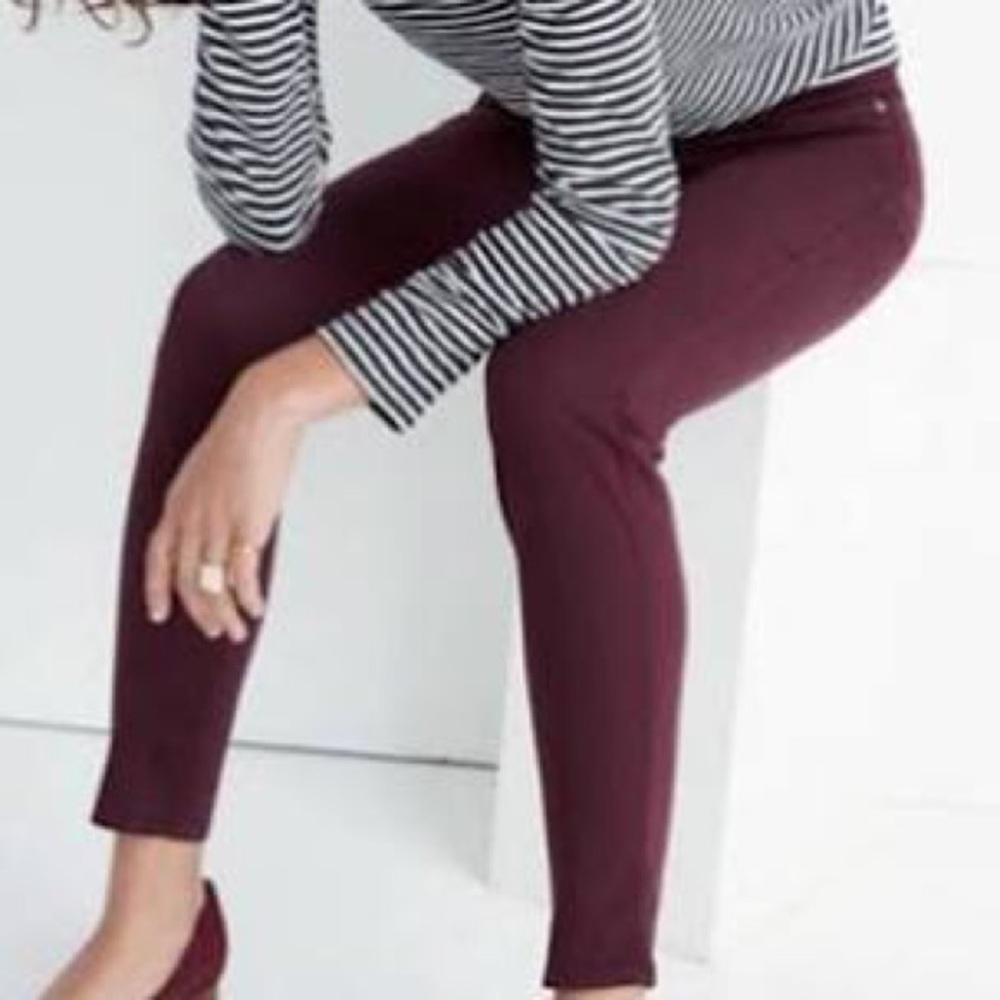 Madewell maroon skinny low rise pants